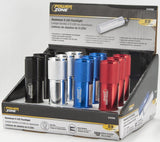 PowerZone LFL215-9T Flashlight, AAA Battery, AAA Battery, LED Lamp, 59, 12 m Beam Distance, 12 hr Run Time, Pack of 12