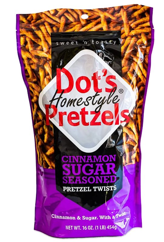 Dot's Homestyle Pretzels 71928 Pretzel Twist, Cinnamon Sugar Seasoned, 16 oz Bag, Pack of 10