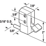 Prime-Line U 9879 Sliding Door Lock, Aluminum, White, 3/16, 1/8, 1/4 in Thick Door