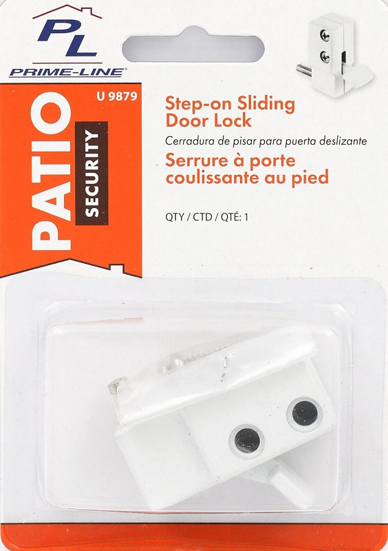 Prime-Line U 9879 Sliding Door Lock, Aluminum, White, 3/16, 1/8, 1/4 in Thick Door