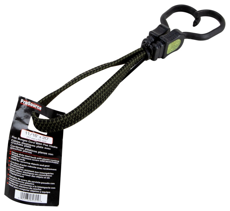 ProSource FH92106-2 Stretch Cord, 17 mm Dia, 20 in L, Polypropylene, Camouflage, Hook End, Pack of 10