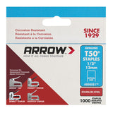 Arrow T50 3/8 in. W X 1/2 in. L 18 Ga. Flat Crown Heavy Duty Staples 1000 pk, Pack of 5