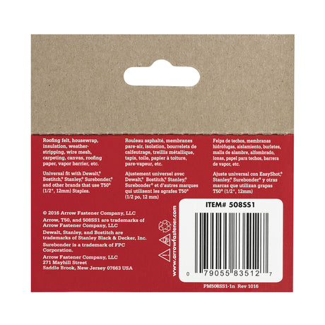 Arrow T50 3/8 in. W X 1/2 in. L 18 Ga. Flat Crown Heavy Duty Staples 1000 pk, Pack of 5