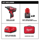 Milwaukee M12 Brushed Cordless Battery Operated Screwdriver Kit