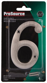 ProSource N-Z046SN-PS House Number, Character: 6, 4 in H Character, 2.28 in W Character