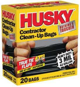 Husky HK42WC020B Contractor Clean-Up Bag, 42 gal, Black