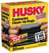 Husky HK42WC020B Contractor Clean-Up Bag, 42 gal, Black
