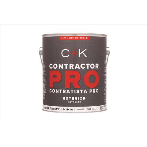 C+K Contractor Pro Flat Tint Base Neutral Base Paint Exterior 1 gal, Pack of 4