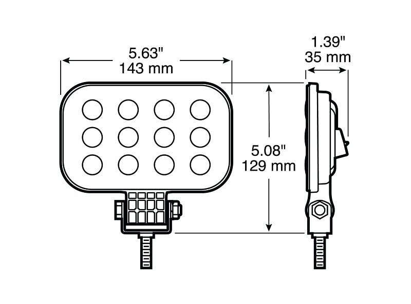 PM V906-MV Rectangular Work Light, 12/24 V, LED Lamp, White