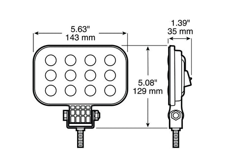 PM V906-MV Rectangular Work Light, 12/24 V, LED Lamp, White