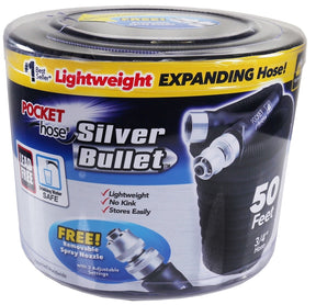 POCKET hose Silver Bullet 17843-6 Expanding Garden Hose, 3/4 in, 50 ft L, Plastic, Black, 2.0