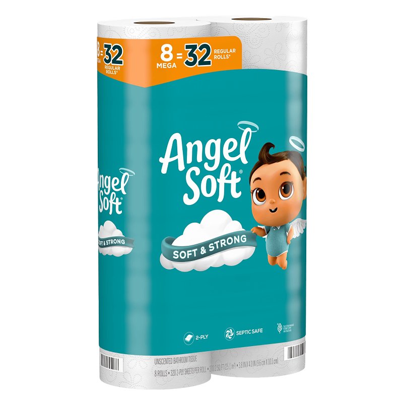 Angel Soft 79534 Toilet Paper Roll, 2-Ply, Paper, Pack of 6