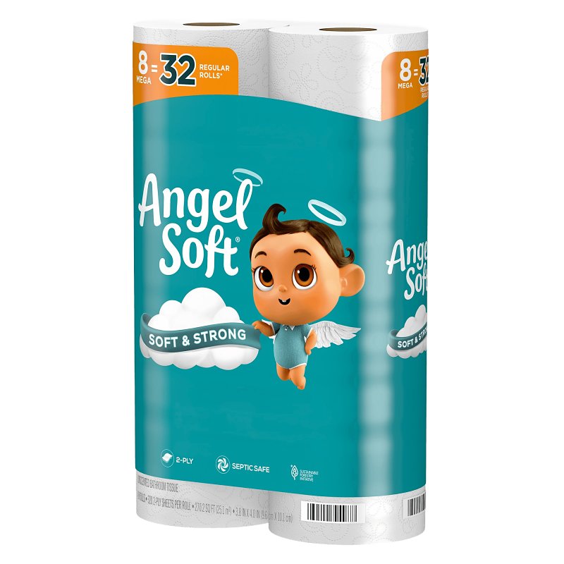 Angel Soft 79534 Toilet Paper Roll, 2-Ply, Paper, Pack of 6