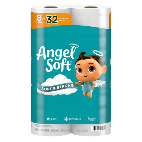 Angel Soft 79534 Toilet Paper Roll, 2-Ply, Paper, Pack of 6
