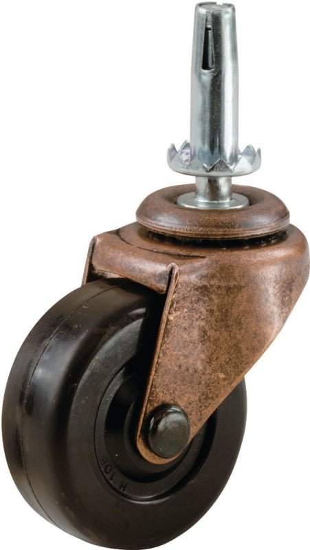 Shepherd Hardware 9347 Swivel Caster, Stem Mounting, 4.63 in W x 1-3/4 in D x 6-1/2 in H Dimensions, 1-5/8 in Dia Wheel