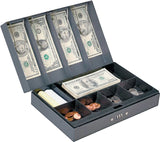 ProSource TS811 Cash Box, 11-3/8 L x 7-5/8 W x 3-1/4 H in Exterior, Steel, Combination Lock, 6-Compartment