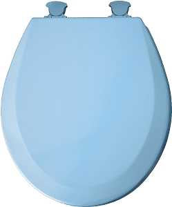 Mayfair 41EC-034 Toilet Seat, Round, Wood, Sky Blue, Twist Hinge