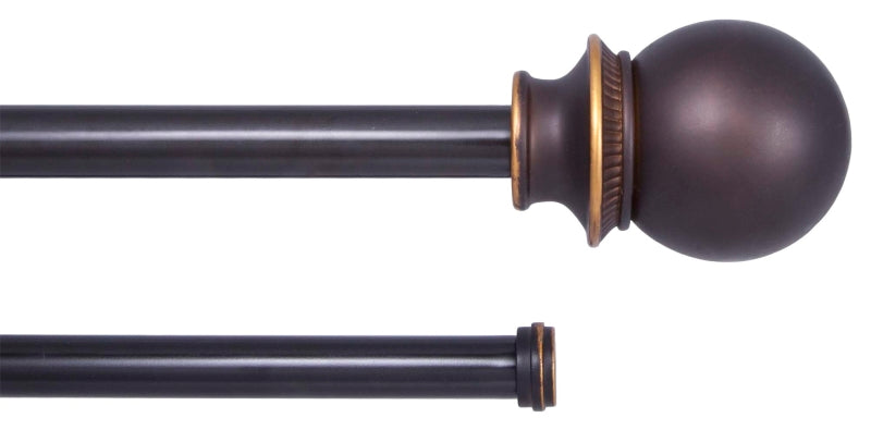 Kenney Fast Fit KN75216 Curtain Rod, 5/8 in Dia, 36 to 66 in L, Steel, Brown, Oil-Rubbed Bronze