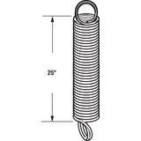 Prime-Line GD 12191 Extension Spring, 1-19/64 in OD, 25 in OAL, Carbon Steel, Galvanized, Loop End, 110 lb