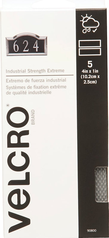 VELCRO Brand 90800 Hook and Loop Fastener, 1 in W, 4 in L, Nylon, Titanium, Rubber Adhesive