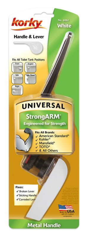 Korky StrongARM Series 6062BP Handle and Lever, Universal Mounting, 8 in L Flush Arm, Plastic