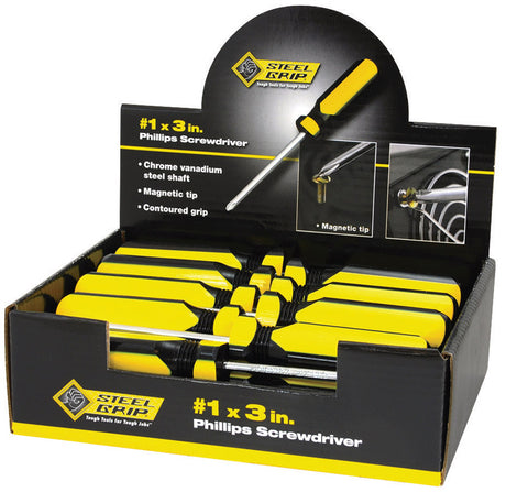 Steel Grip #1 X 3 in. L Phillips Screwdriver 1 pc, Pack of 24