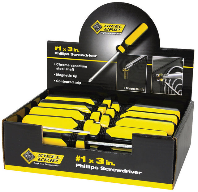 Steel Grip #1 X 3 in. L Phillips Screwdriver 1 pc, Pack of 24