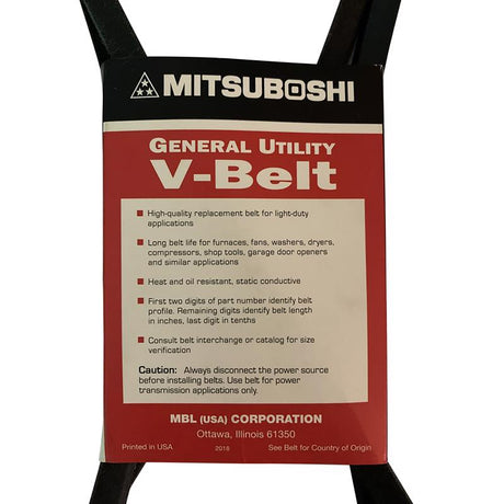 Mitsuboshi FHP General Utility V-Belt 0.63 in. W X 39 in. L For Fractional Horsepower Motors