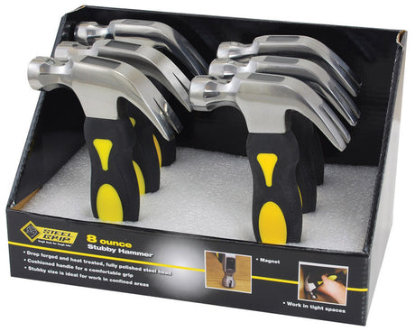 Steel Grip 8 oz Stubby Claw Hammer 11 in. Steel Handle, Pack of 6