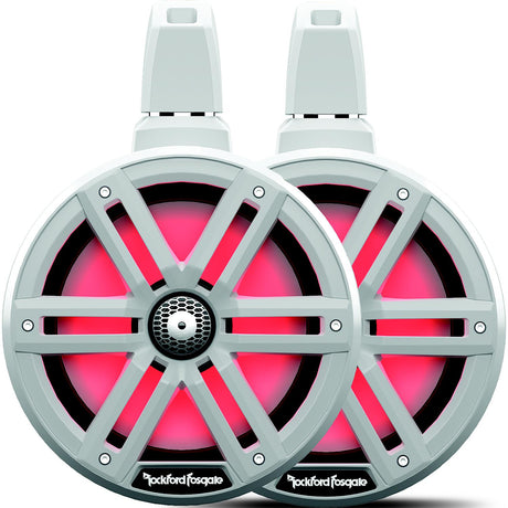 Rockford Fosgate M2WL8 Color Optix 2-Way Wake Tower Can Speakers, 8" w/ Black &amp; Stainless Grills