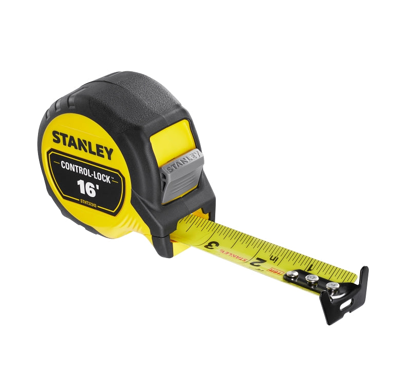 STANLEY CONTROL-LOCK Series STHT37243 Tape Measure, 16 ft L Blade, 1 in W Blade, Steel Blade, Plastic Case