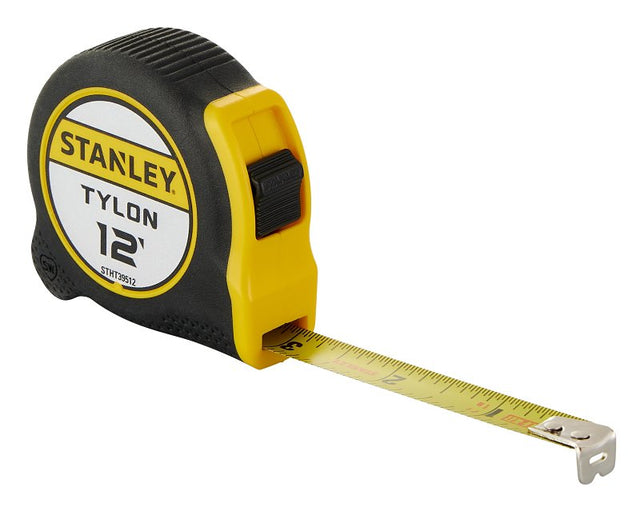 STANLEY Tylon STHT39512 Tape Measure, 12 ft L Blade, 3/4 in W Blade, ABS/Rubber Case
