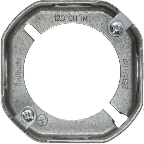 Southwire 25151-1/2-UPC Octagonal Extension Ring, 1-1/2 in L, 3-1/2 in W, 4-Knockout, Steel