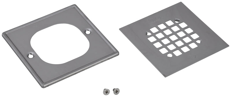 Oatey 130 Series 42336 Square Snap-Tite Strainer with Ring, Polished Stainless Steel