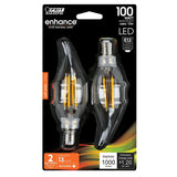 Feit Electric BPCFC100927CAFIL/ Filament LED Bulb, Flame Tip, BA10 Lamp, 100 W Equivalent, E12 Candelabra Lamp Base