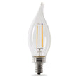 Feit Electric BPCFC100927CAFIL/ Filament LED Bulb, Flame Tip, BA10 Lamp, 100 W Equivalent, E12 Candelabra Lamp Base