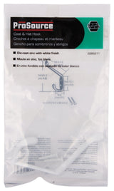 ProSource H6172168W-BC3L-PS Coat and Hat Hook, 22 lb, 2-Hook, 1-1/64 in Opening, Zinc