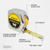 Stanley PowerLock 16 ft. L X 0.75 in. W Compact Tape Measure 1 pk