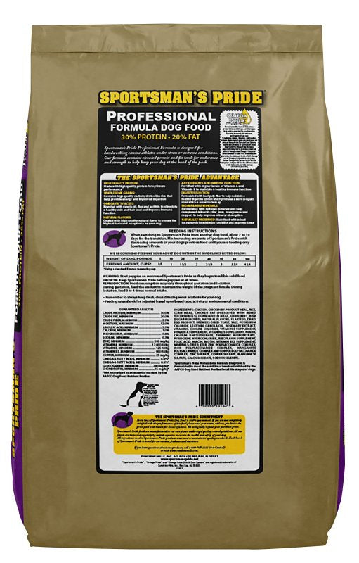 Sportsman's Pride Professional Formula 10184 Dog Food, Adult Breed, Dry, Chicken, 40 lb Bag