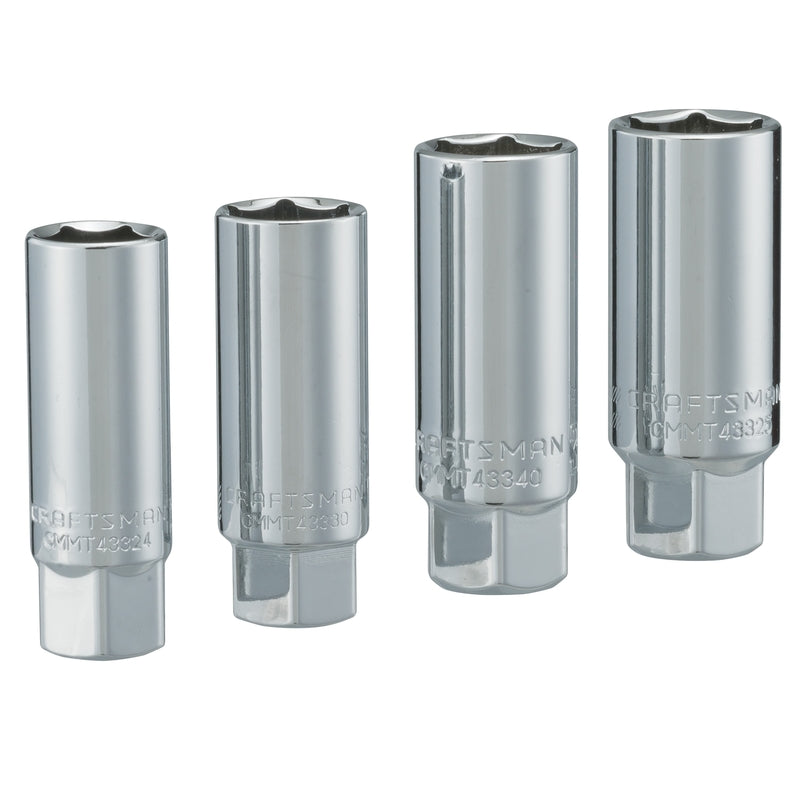 Craftsman 3/8 in. drive Metric and SAE 6 Point Standard Spark Plug Socket Set 4 pc
