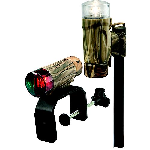 Attwood 141957 C-Clamp Mount Portable LED Nav Light Kit w/Telescoping Pole, Real Tree Max-4 Camo