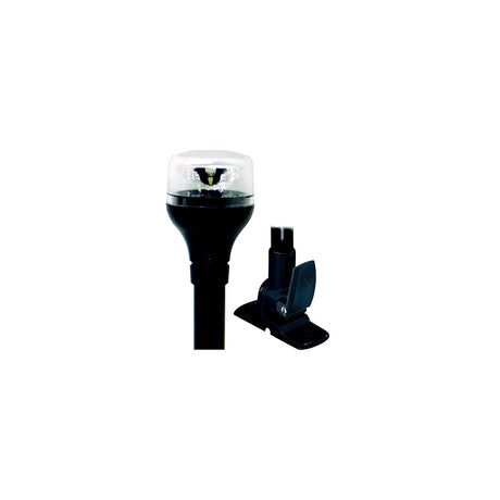 Attwood 5558-P12A7 2NM LED All-Round Fold-Down Light with Lightarmor Base & Black Composite Pole, 12"
