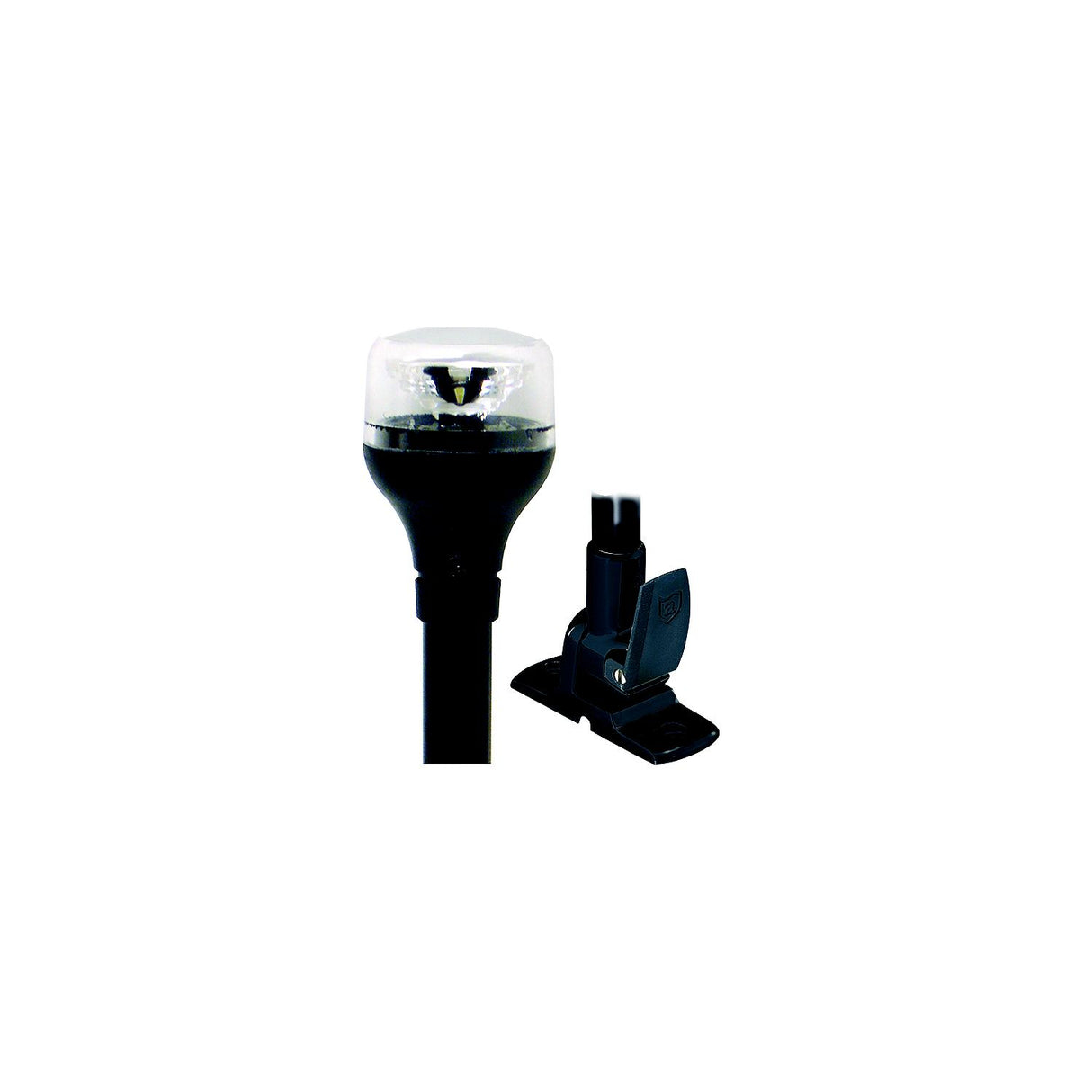 Attwood 5558-P12A7 2NM LED All-Round Fold-Down Light with Lightarmor Base & Black Composite Pole, 12"