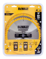 DeWALT DW3106P5 Saw Blade, 10 in Dia, 5/8 in Arbor, 32-Teeth, Carbide Cutting Edge