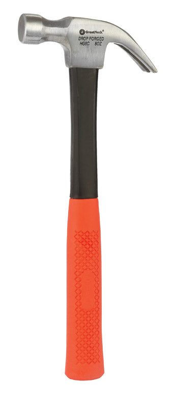 GreatNeck 8 oz Milled Face Curved Curved Claw Hammer 8 in. Fiberglass Handle