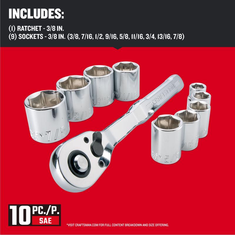 Craftsman 3/8 in. drive SAE 6 Point Socket Set 10 pc