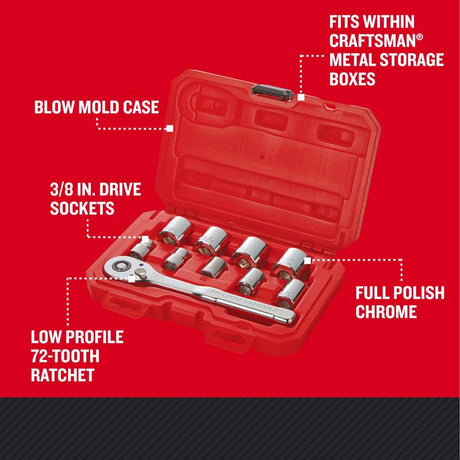 Craftsman 3/8 in. drive SAE 6 Point Socket Set 10 pc