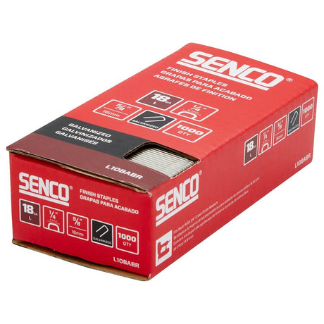 Senco L10BABR Medium Wire Staple Strip, 1/4 in W Crown, 5/8 in L Leg, 18 ga, Galvanized/Sencote