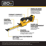 DEWALT MAX DCHT823D1 Cordless Compact Hedge Trimmer Kit, Battery Included, 2 Ah, 20 V, Lithium-Ion, 8 in L Blade
