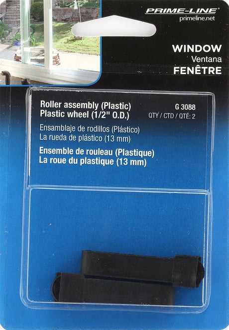 Prime-Line G 3088 Roller Assembly, 1-15/16 in L, Nylon/Plastic, Black